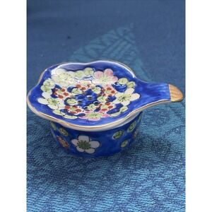 Vintage Knobler Japan Porcelain Tea Strainer Rest Black Floral